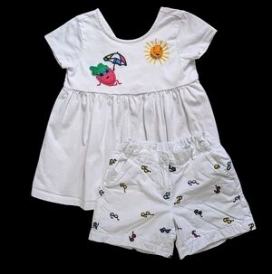 Hanna Andersson White Summer Shorts Set